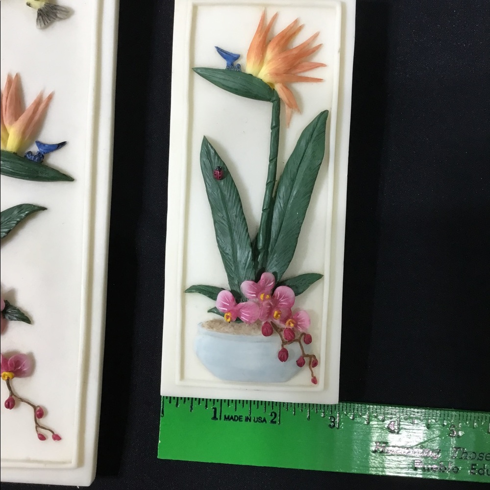 VTG Decorative Soapstone Floral Plaques - Picture 5 of 9